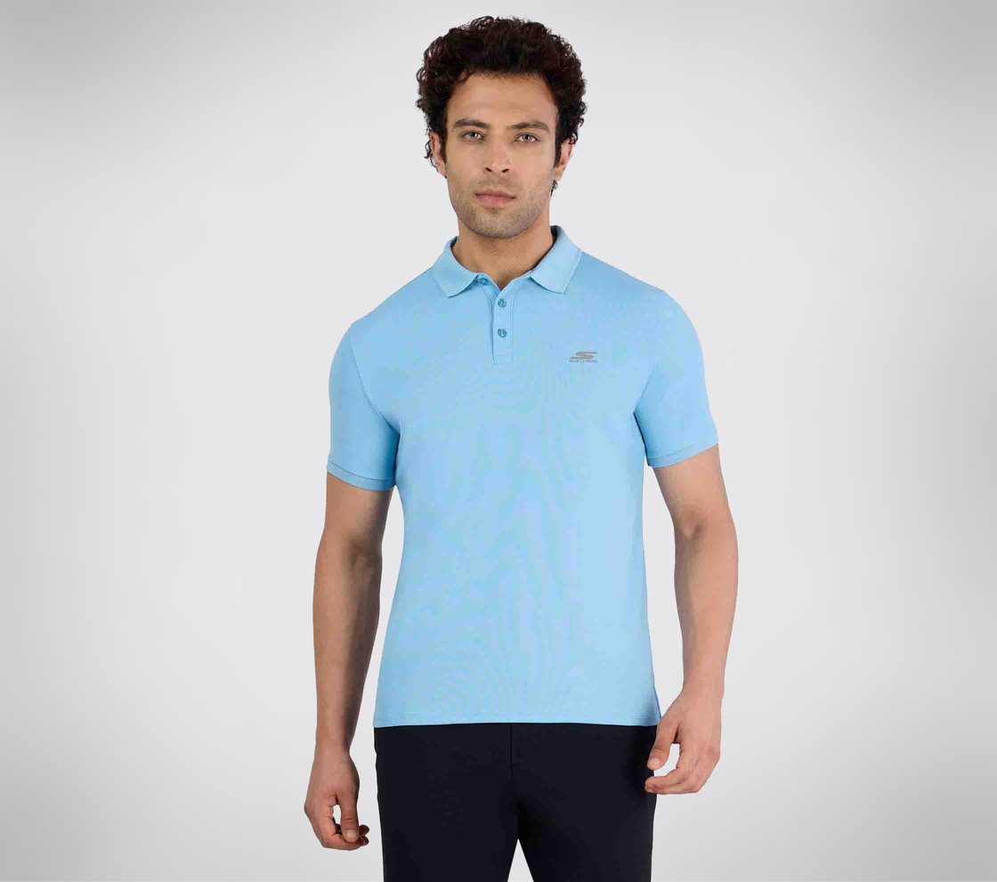 SS PERFORMANCE POLO, GUNMETAL TURQUOISE Apparel Left View