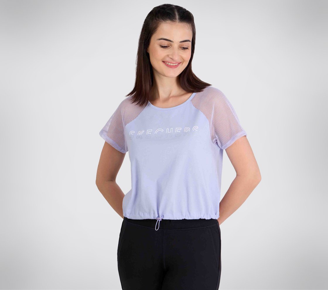 RAGLAN MESH SLEEVES TOP, LAVENDER Apparel Lateral View