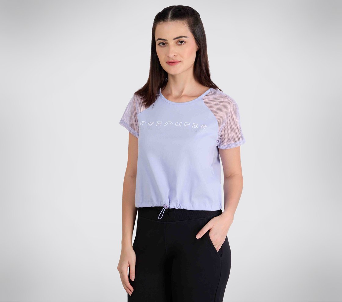 RAGLAN MESH SLEEVES TOP, LAVENDER Apparel Top View