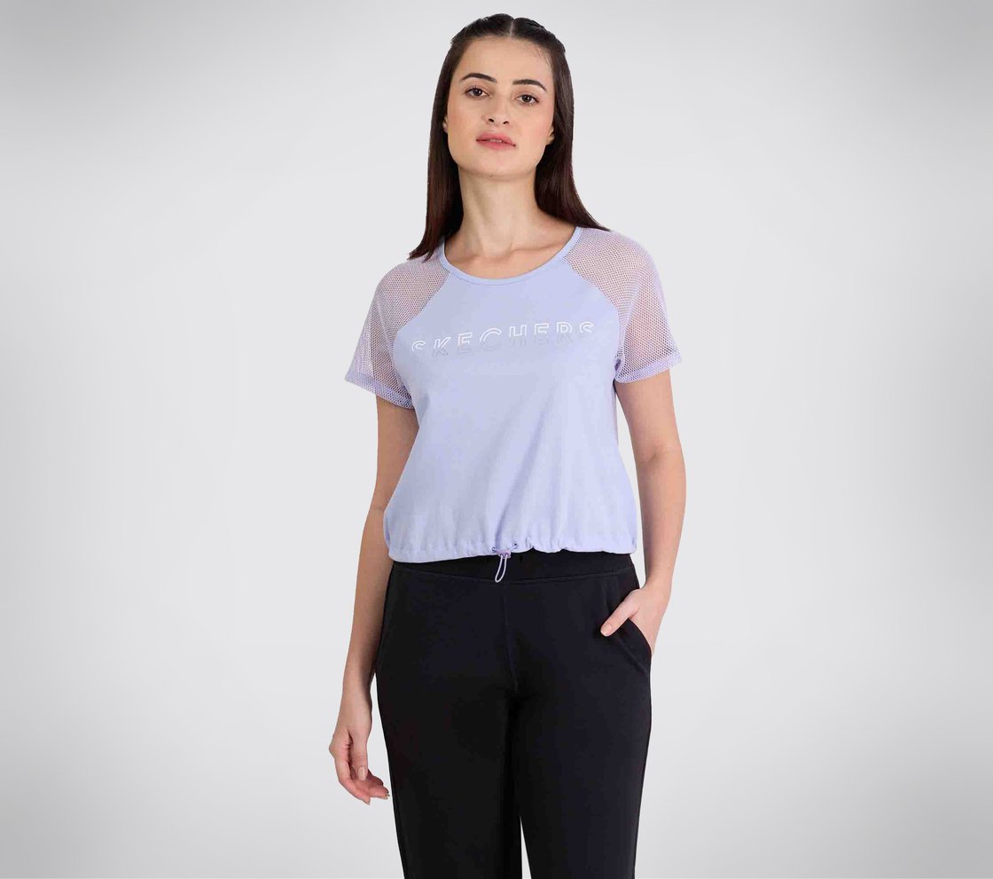 RAGLAN MESH SLEEVES TOP, LAVENDER Apparel Left View