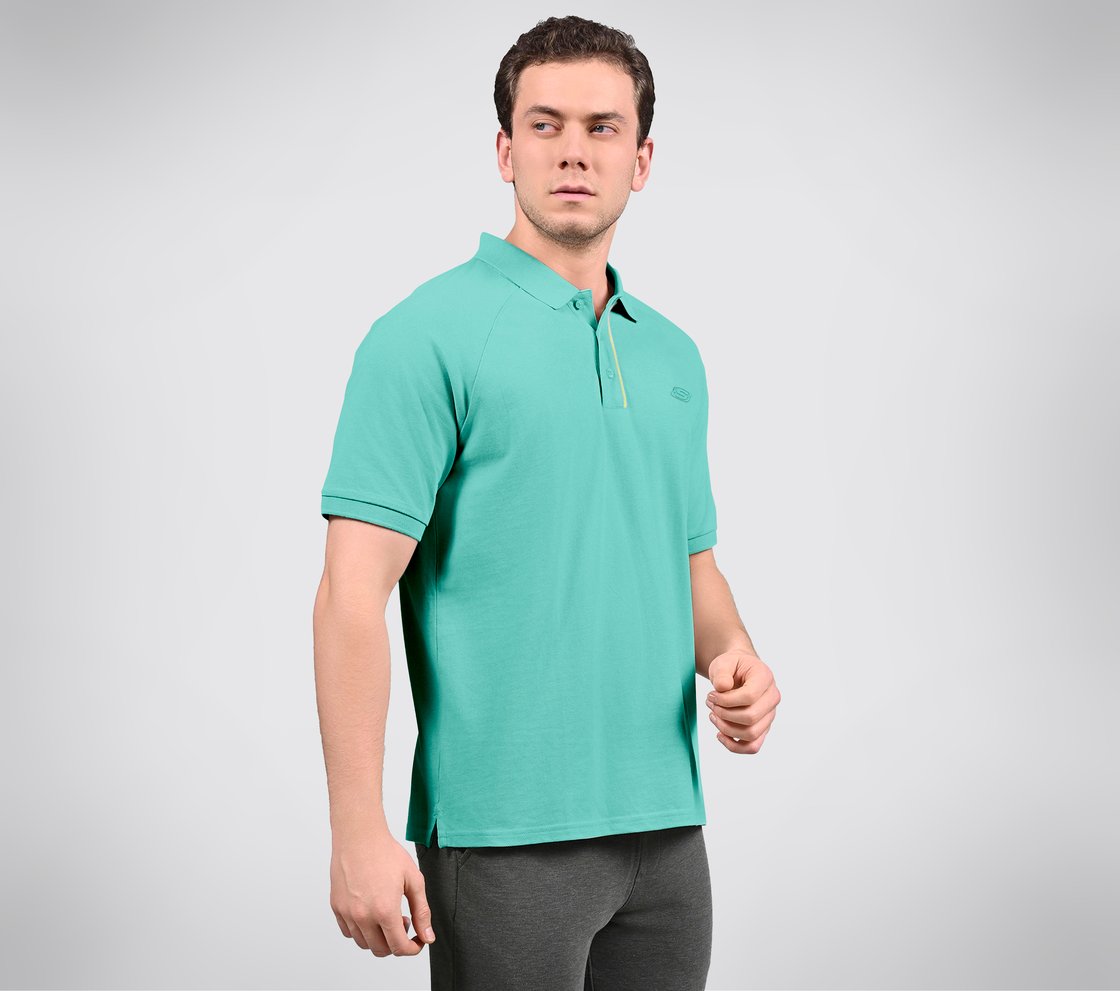 OASIS TIPPING POLO, AQUA/LIME Apparel Bottom View
