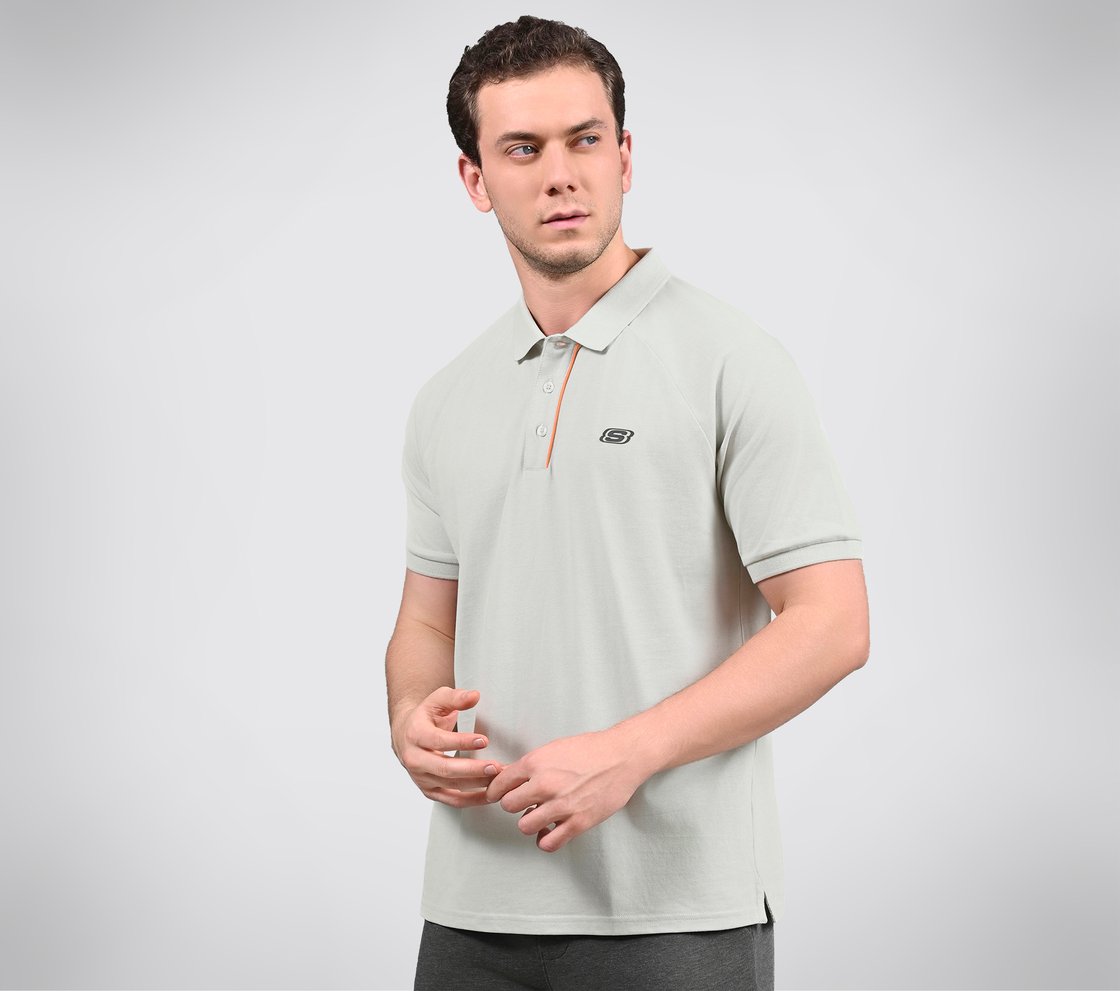 OASIS TIPPING POLO, GREY/LAVENDER Apparel Top View