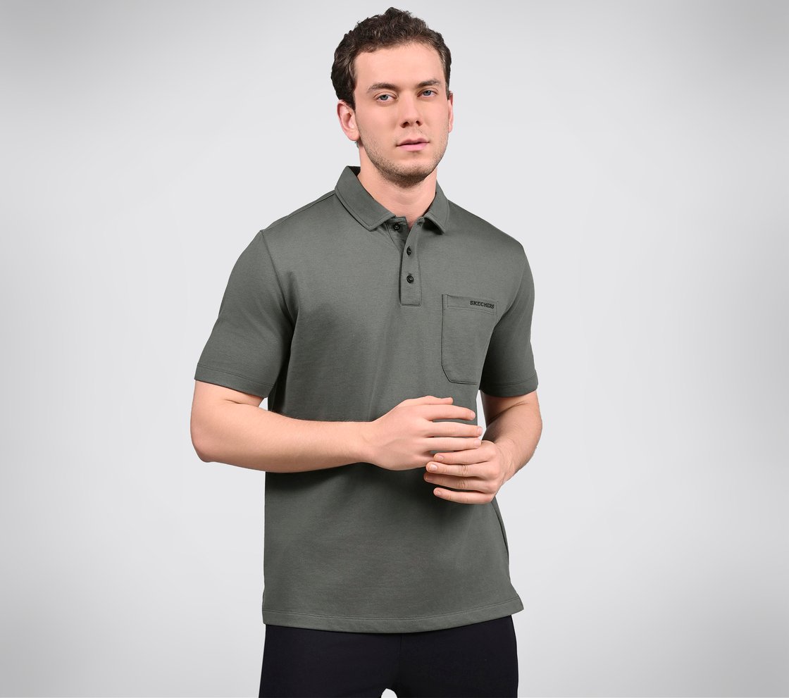 EARTH TERRY POLO, PURPLE/GREY Apparel Lateral View