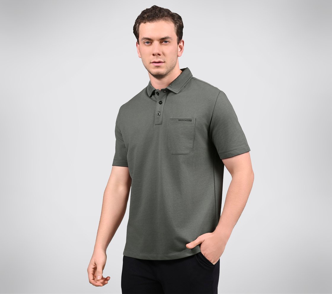 EARTH TERRY POLO, PURPLE/GREY Apparel Top View