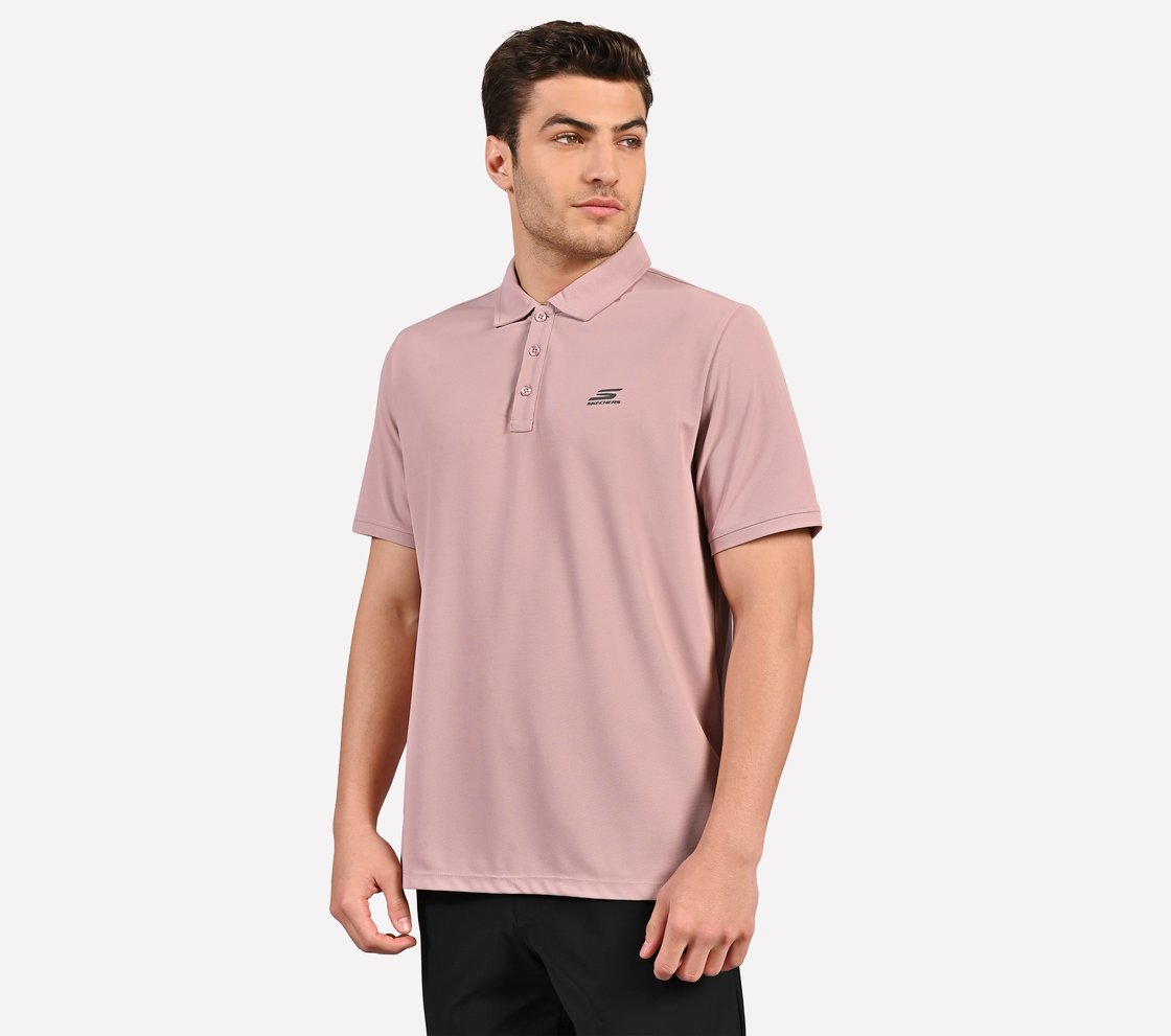 SKECHERS ESSENTIAL POLO, HOT PINK/GRAY Apparel Top View