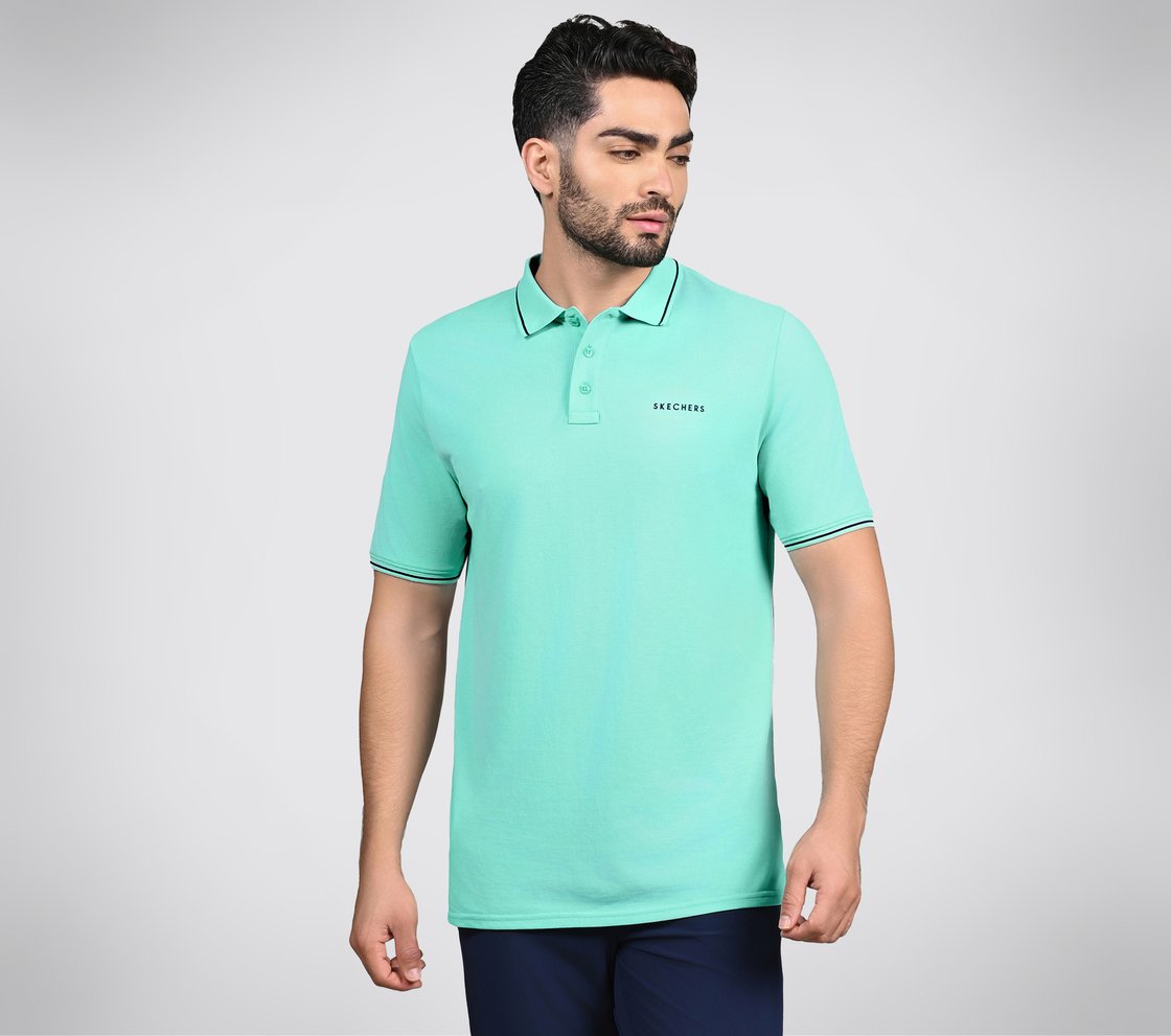 SKECHERS EVERYDAY POLO, YELLOW/AQUA Apparel Lateral View
