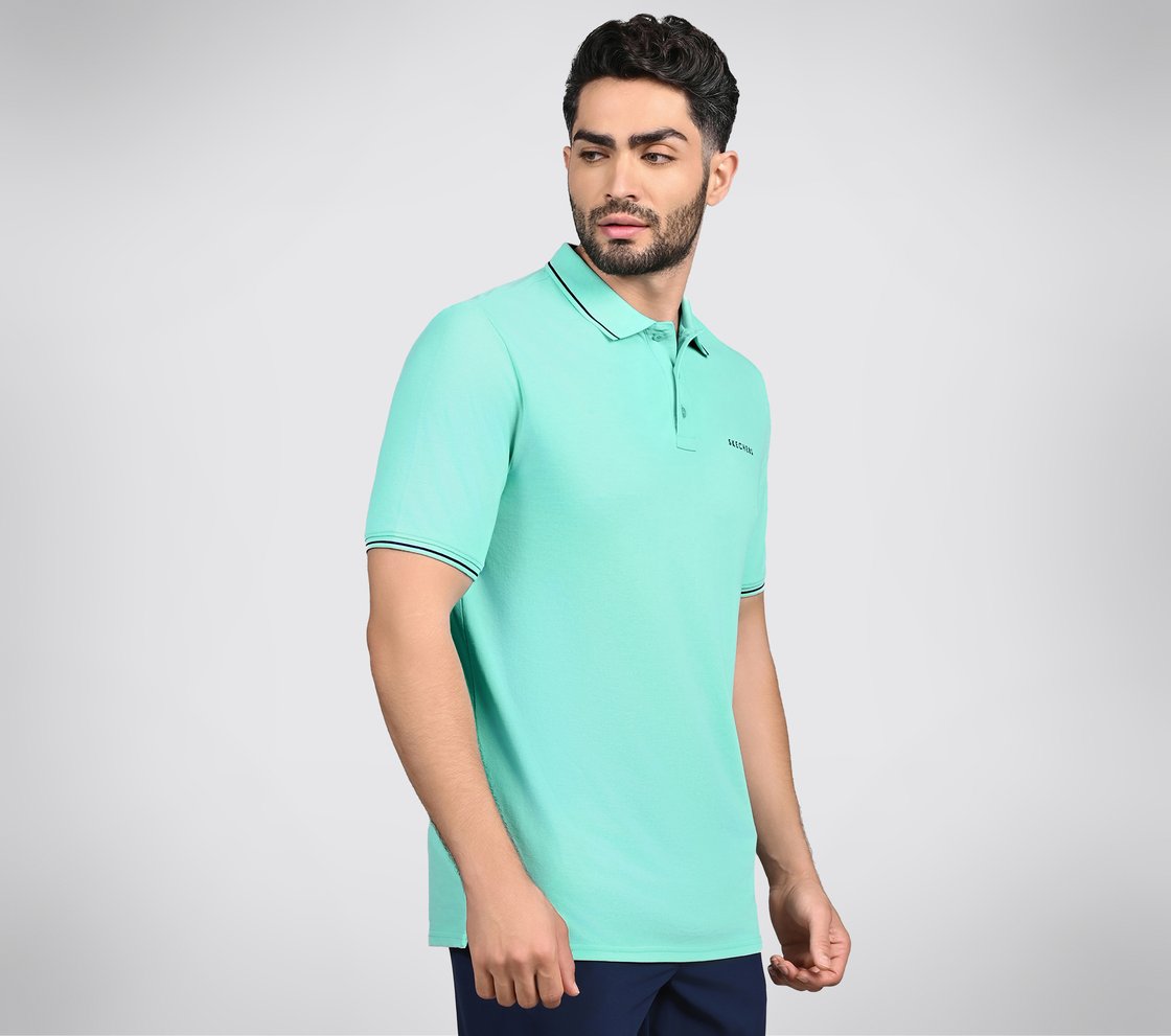 SKECHERS EVERYDAY POLO, YELLOW/AQUA Apparel Bottom View