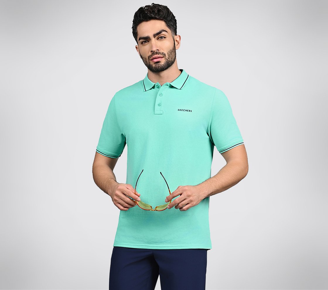 SKECHERS EVERYDAY POLO, YELLOW/AQUA Apparel Right View