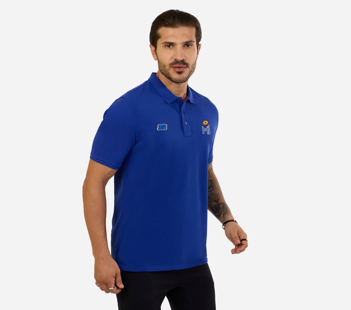MI FAN LOGO POLO, BLUE/WHITE Apparel Bottom View