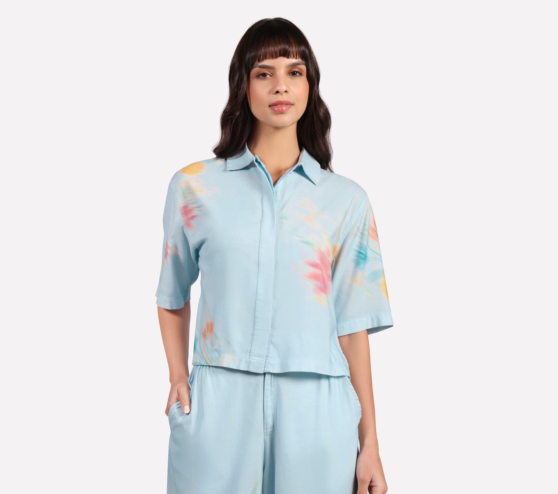 BLURRY FLORAL ALL OVER PRINT, WHITE/PINK/LIGHT BLUE Apparel Lateral View