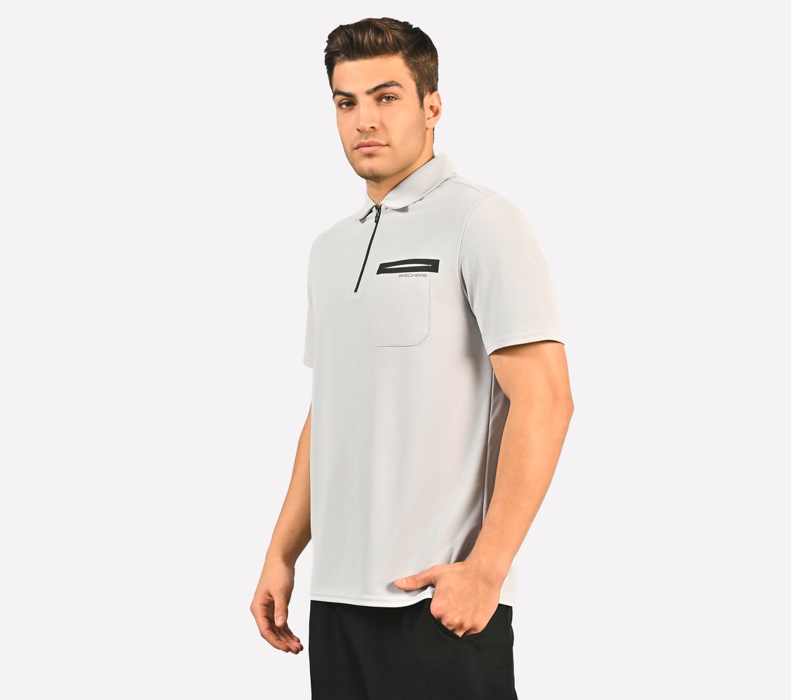 ZIP CLOSURE POLO, CHARCOAL/LT. GRAY