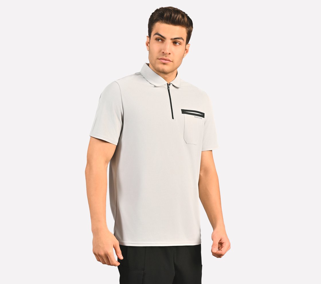 ZIP CLOSURE POLO, CHARCOAL/LT. GRAY Apparel Bottom View