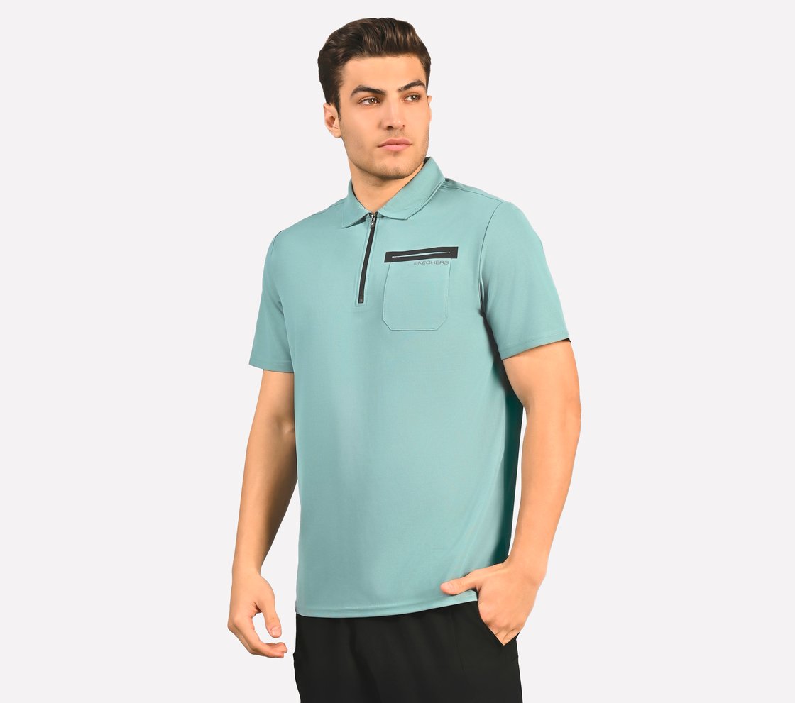 ZIP CLOSURE POLO, SAGE Apparel Top View