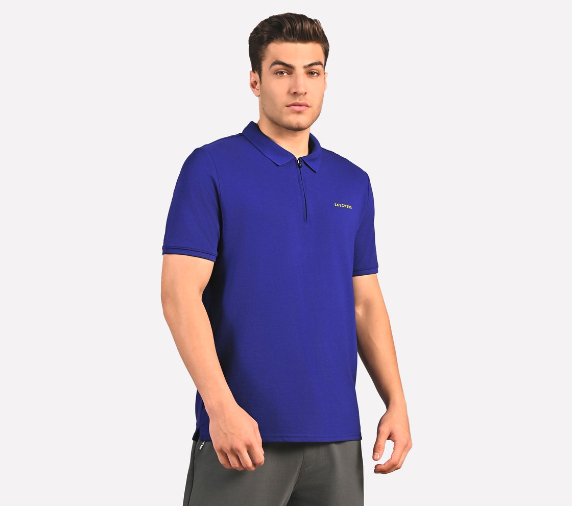 CONTRAST TIPPING POLO, BLUE/RED Apparel Top View