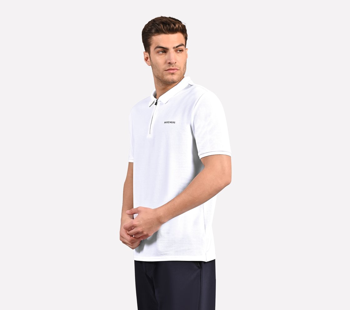 CONTRAST TIPPING POLO, WHITE Apparel Top View