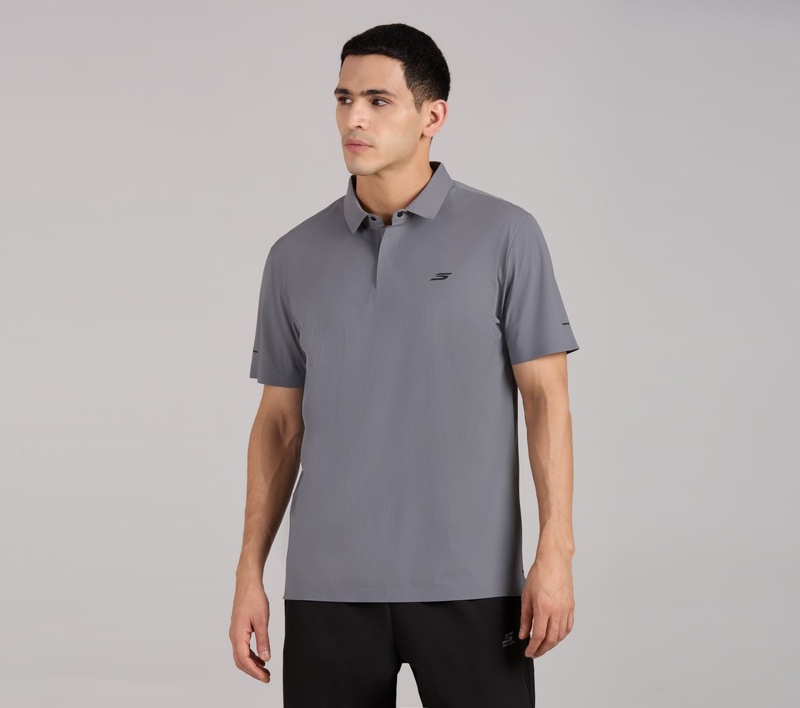 MENS BASIC POLO, CHARCOAL/LT. GRAY Apparel Lateral View