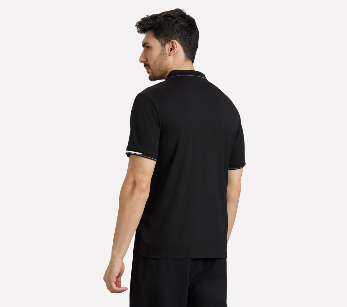MENS TIPPING POLO, BLACK/CHARCOAL/BLUE