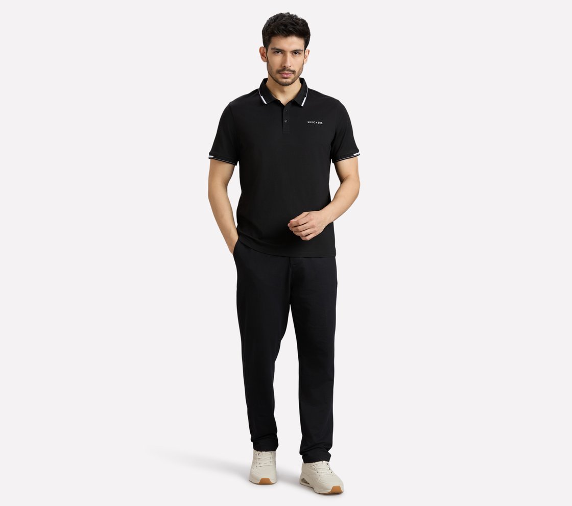 MENS TIPPING POLO, BLACK/CHARCOAL/BLUE