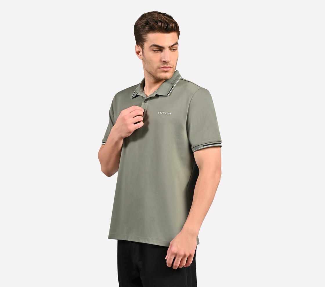 MENS TIPPING POLO, BURGUNDY/GREEN Apparel Top View