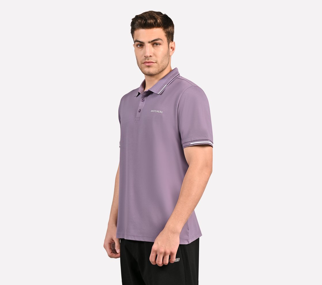 MENS TIPPING POLO, PURPLE/LIME Apparel Top View