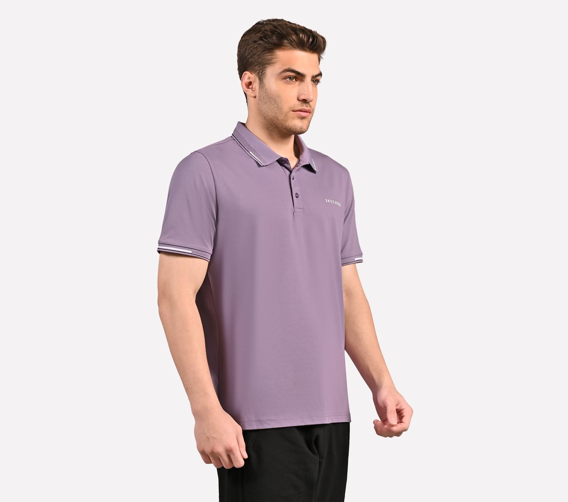 MENS TIPPING POLO, PURPLE/LIME Apparel Bottom View