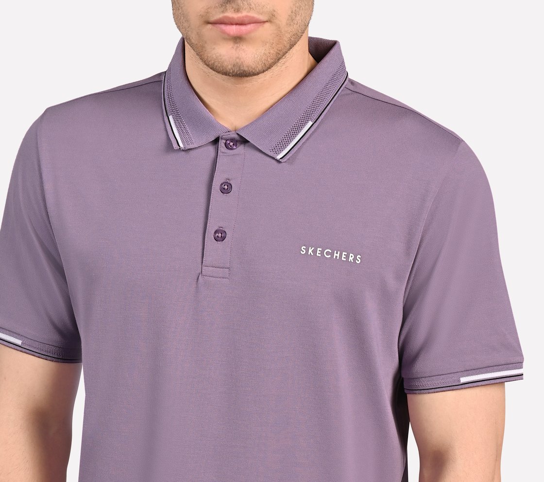 MENS TIPPING POLO, PURPLE/LIME Apparel Right View