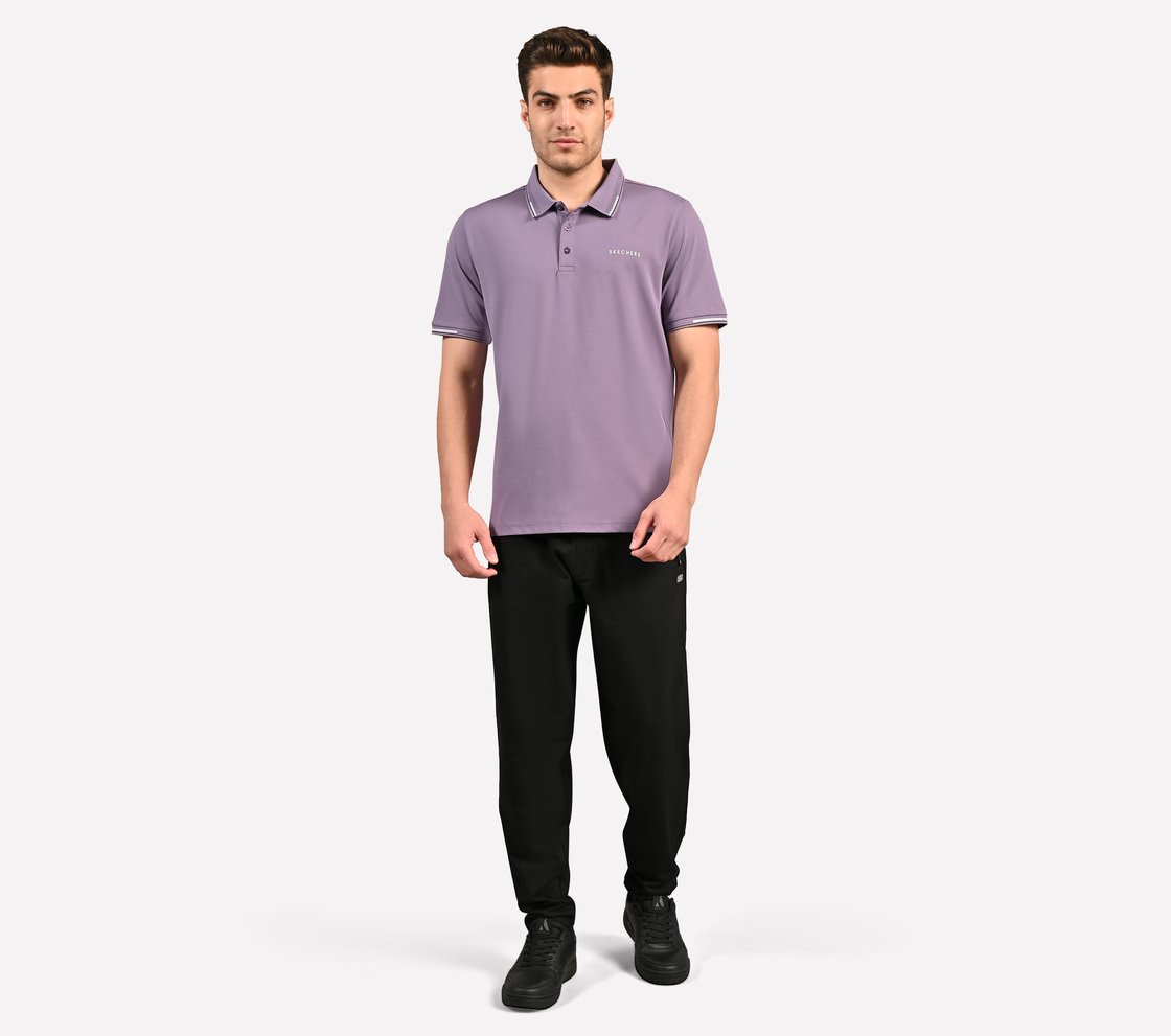 MENS TIPPING POLO, PURPLE/LIME Apparel Right View