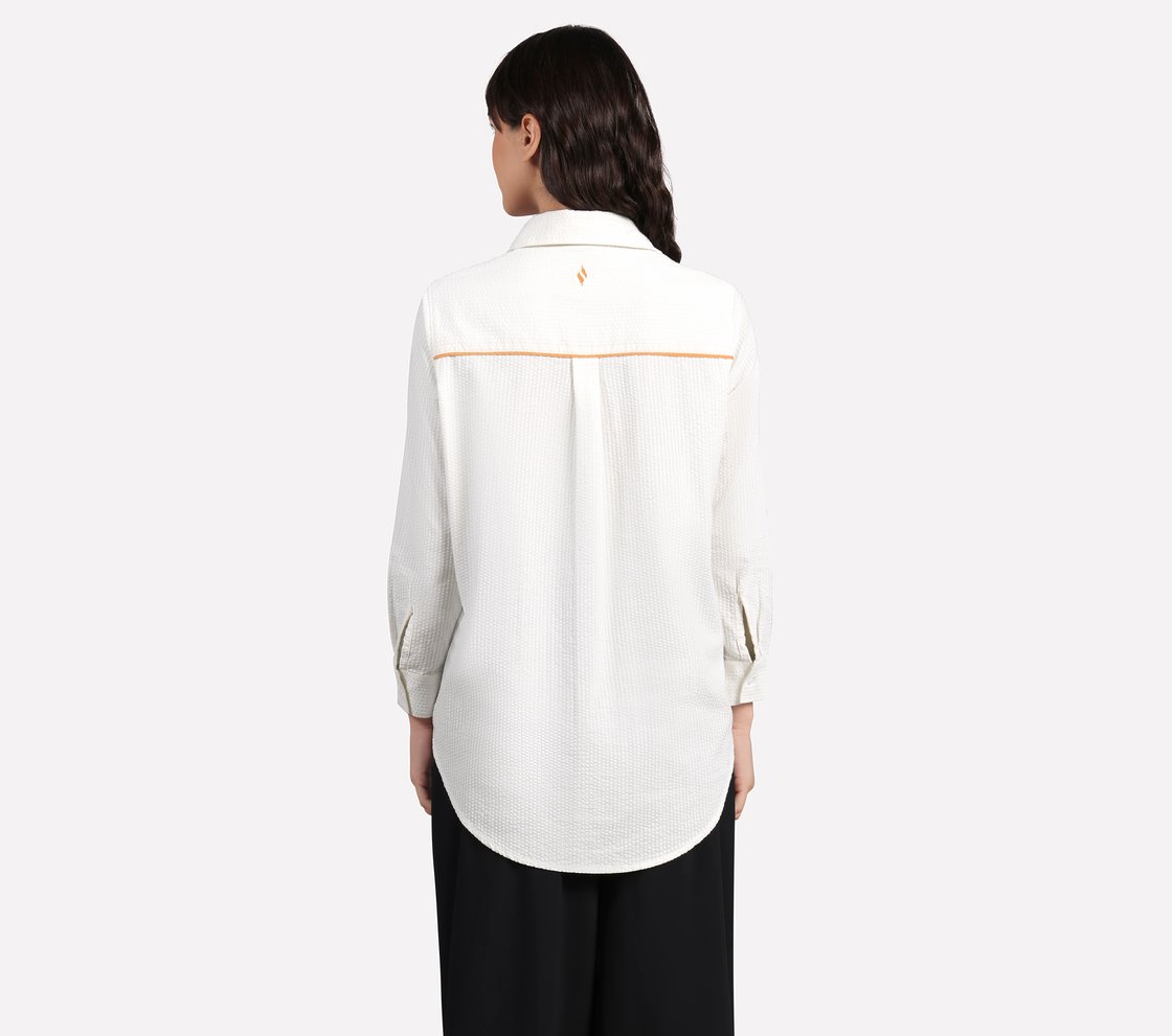 OVERSIZED PRINTED SHIRT, WHITE Apparel Left View