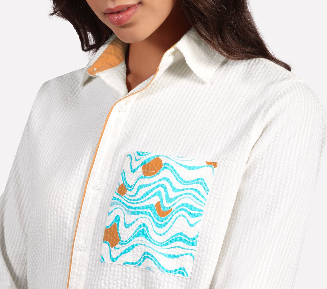 OVERSIZED PRINTED SHIRT, WHITE Apparel Right View