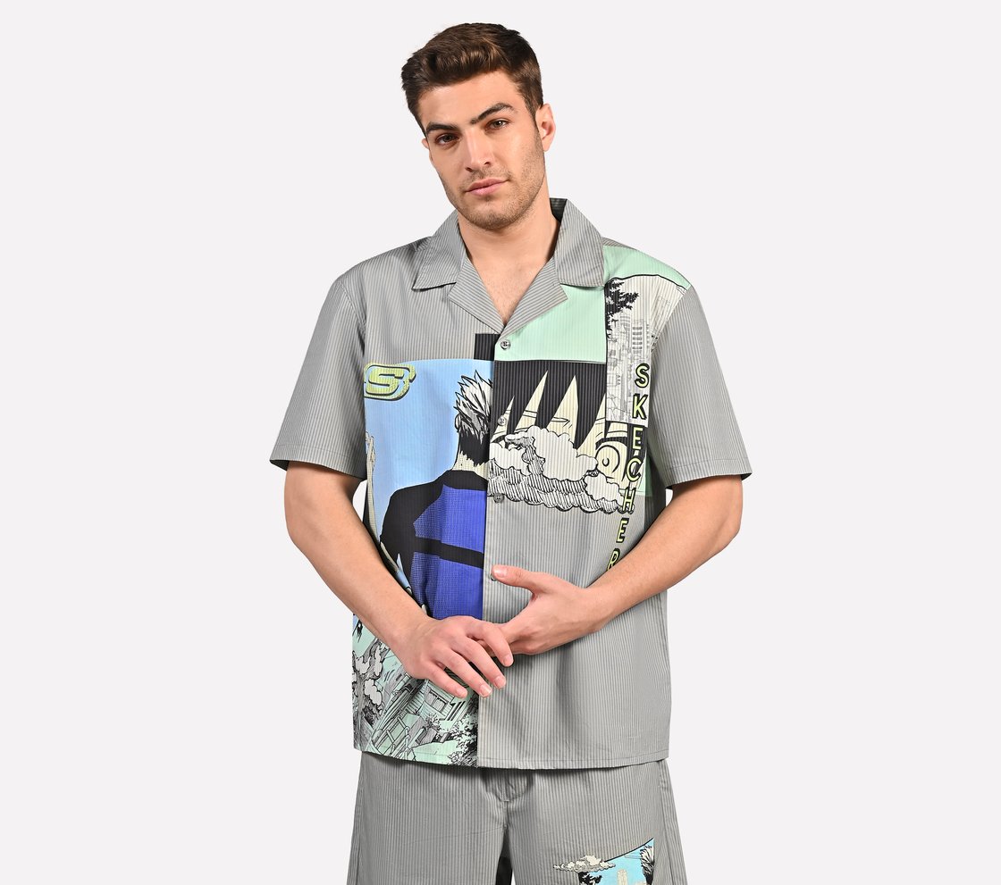 MENS ANIME STREET SHIRT, STONE/NATURAL Apparel Lateral View