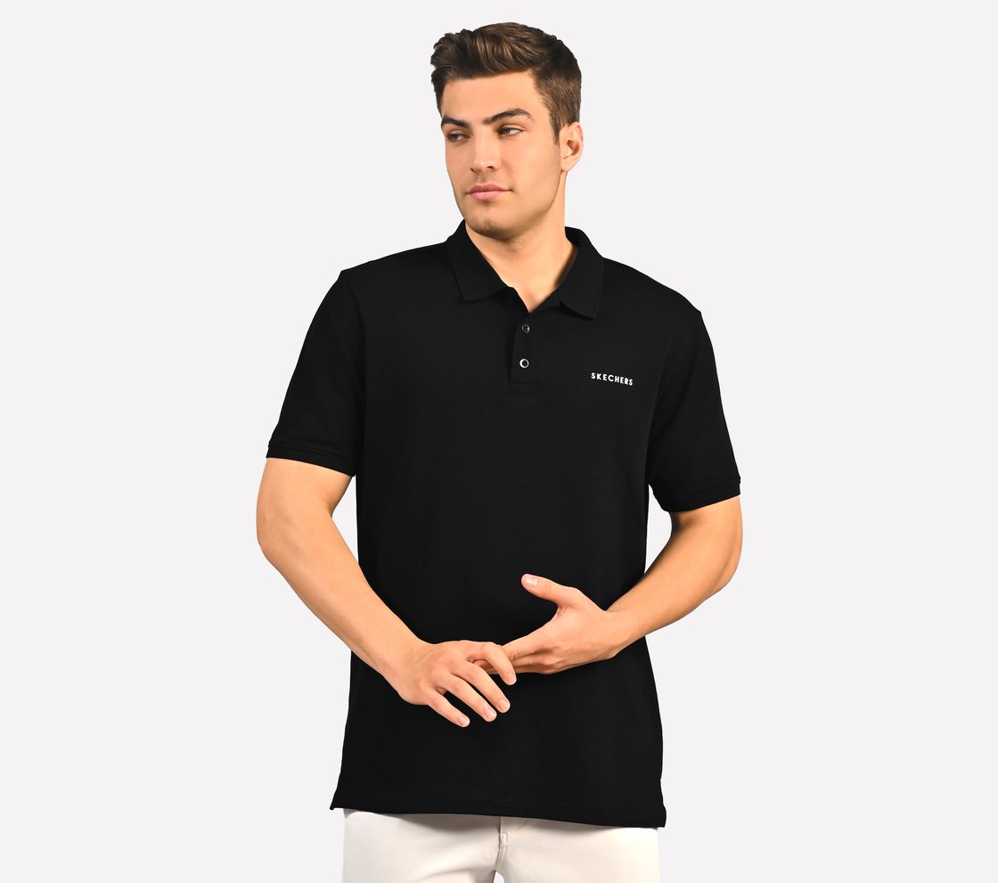 MENS CORE POLO, BLACK Apparel Lateral View