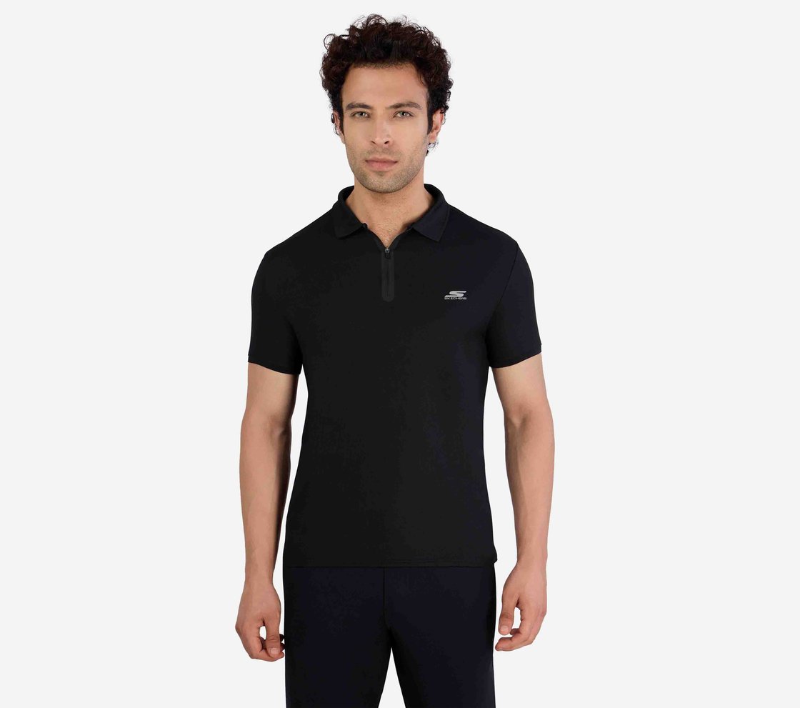 MENS 1/4 ZIP POLO, BLACK