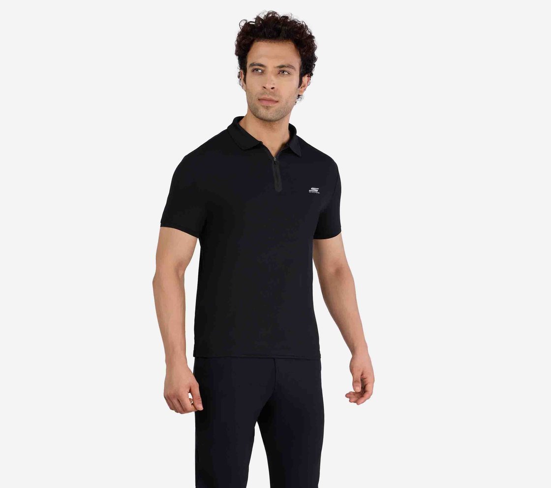 MENS 1/4 ZIP POLO, BLACK