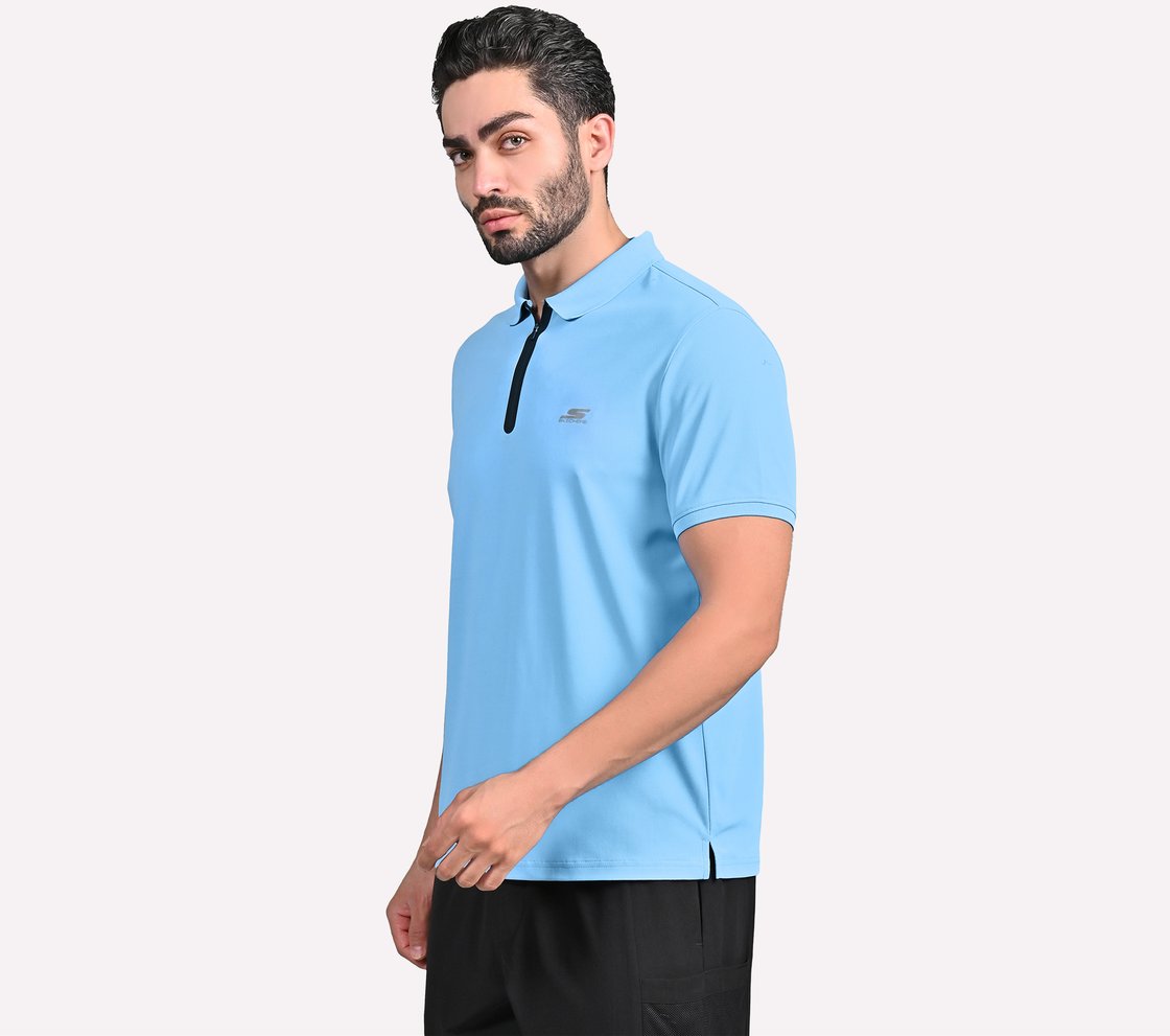 MENS 1/4 ZIP POLO, PERIWINKLE/MULTI Apparel Top View