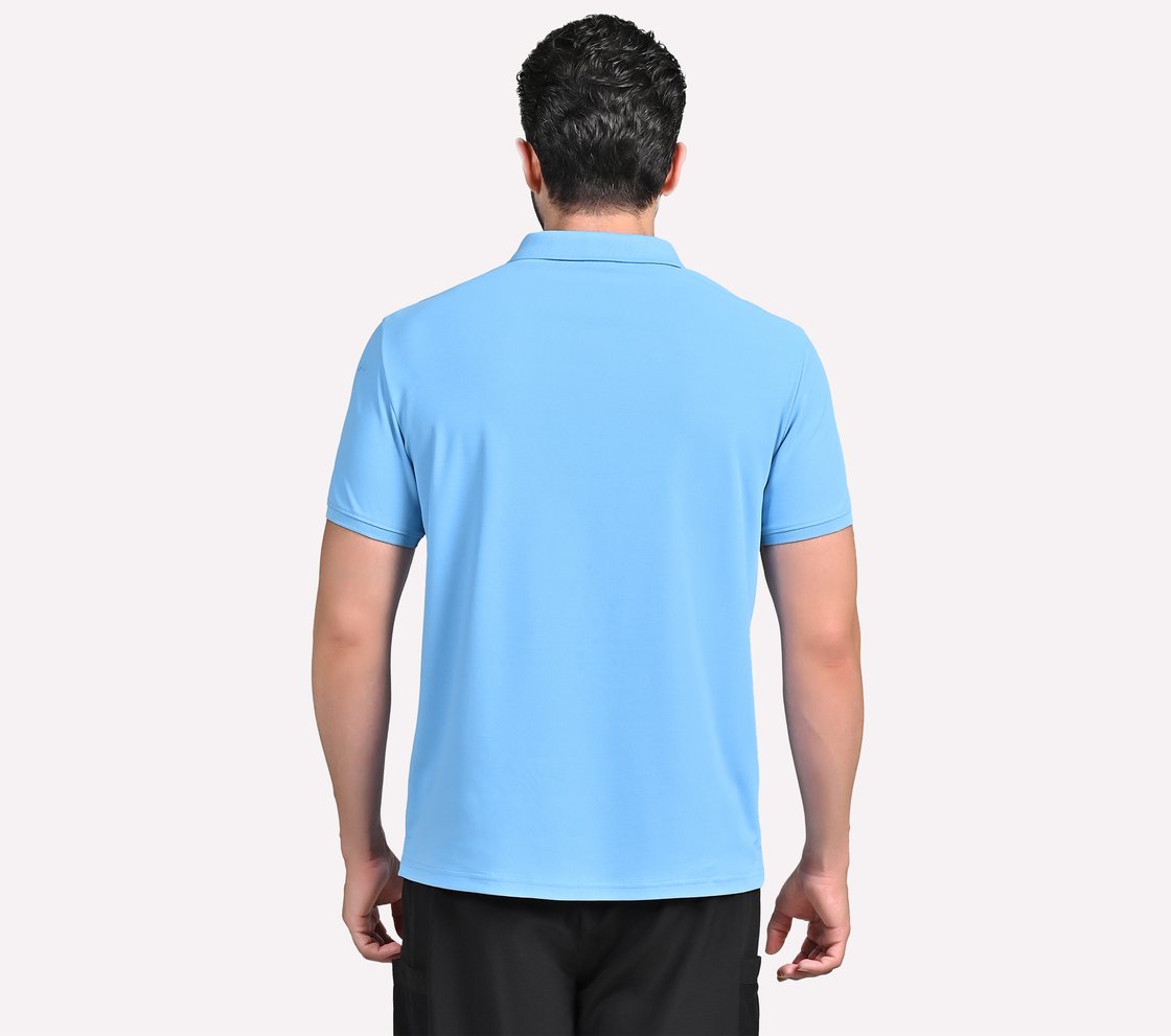MENS 1/4 ZIP POLO, PERIWINKLE/MULTI Apparel Left View
