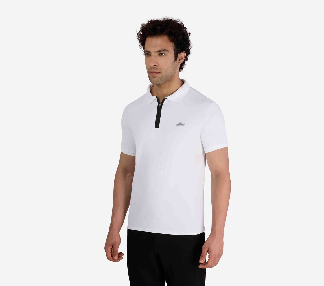 MENS 1/4 ZIP POLO, WHITE Apparel Bottom View