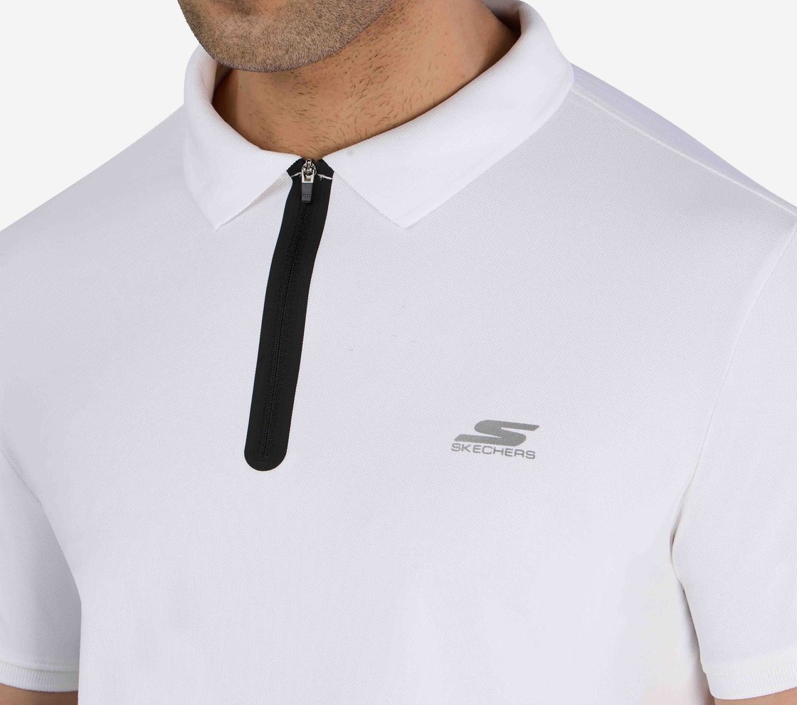MENS 1/4 ZIP POLO, WHITE