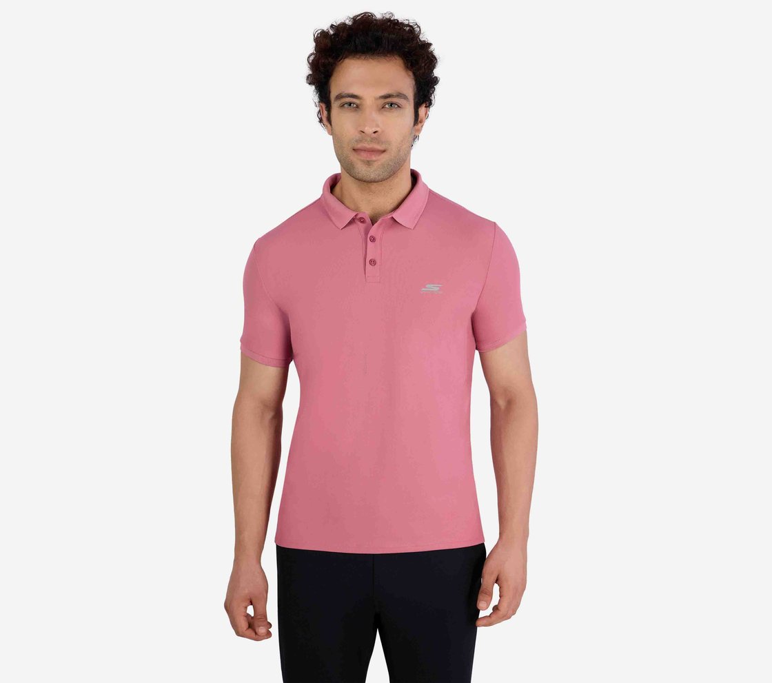 MENS PERFORMANCE POLO, CHARCOAL/CORAL