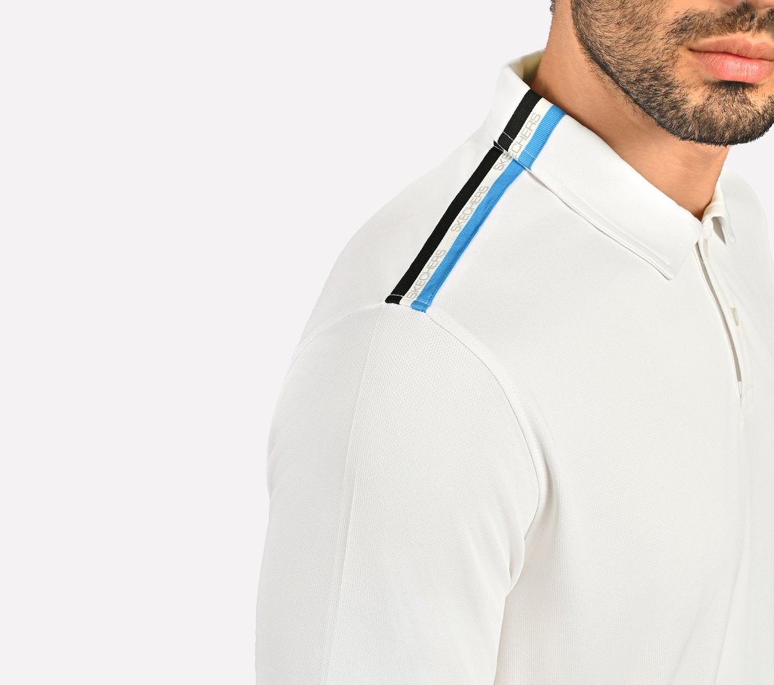 CRICKET SHOULDER TAPE POLO, BLACK/YELLOW/BLUE
