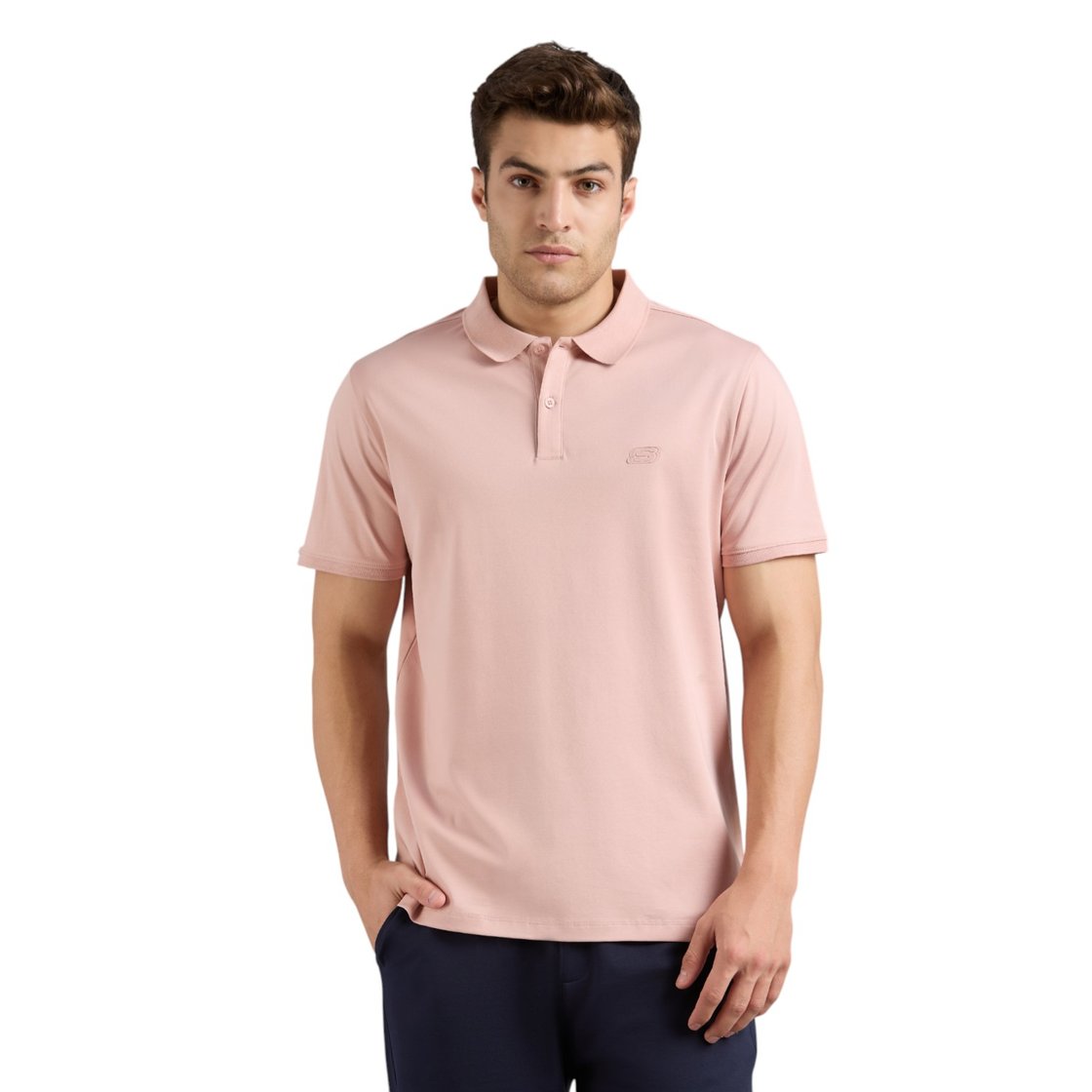 HIGHLANDER FRONT ZIPPER POLO, NATURAL/LIGHT PINK Apparel Lateral View