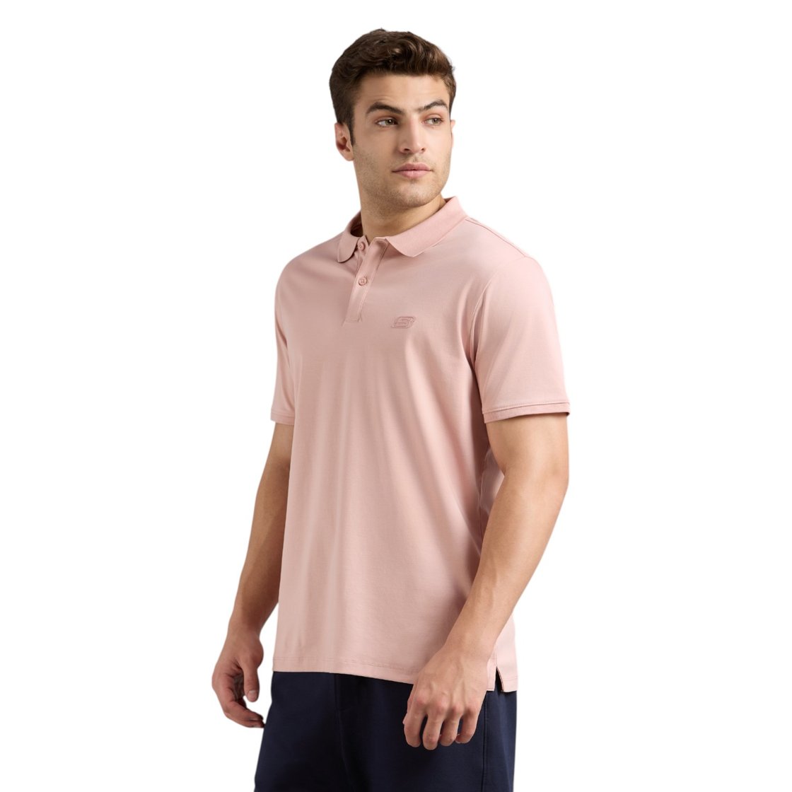 HIGHLANDER FRONT ZIPPER POLO, NATURAL/LIGHT PINK Apparel Top View
