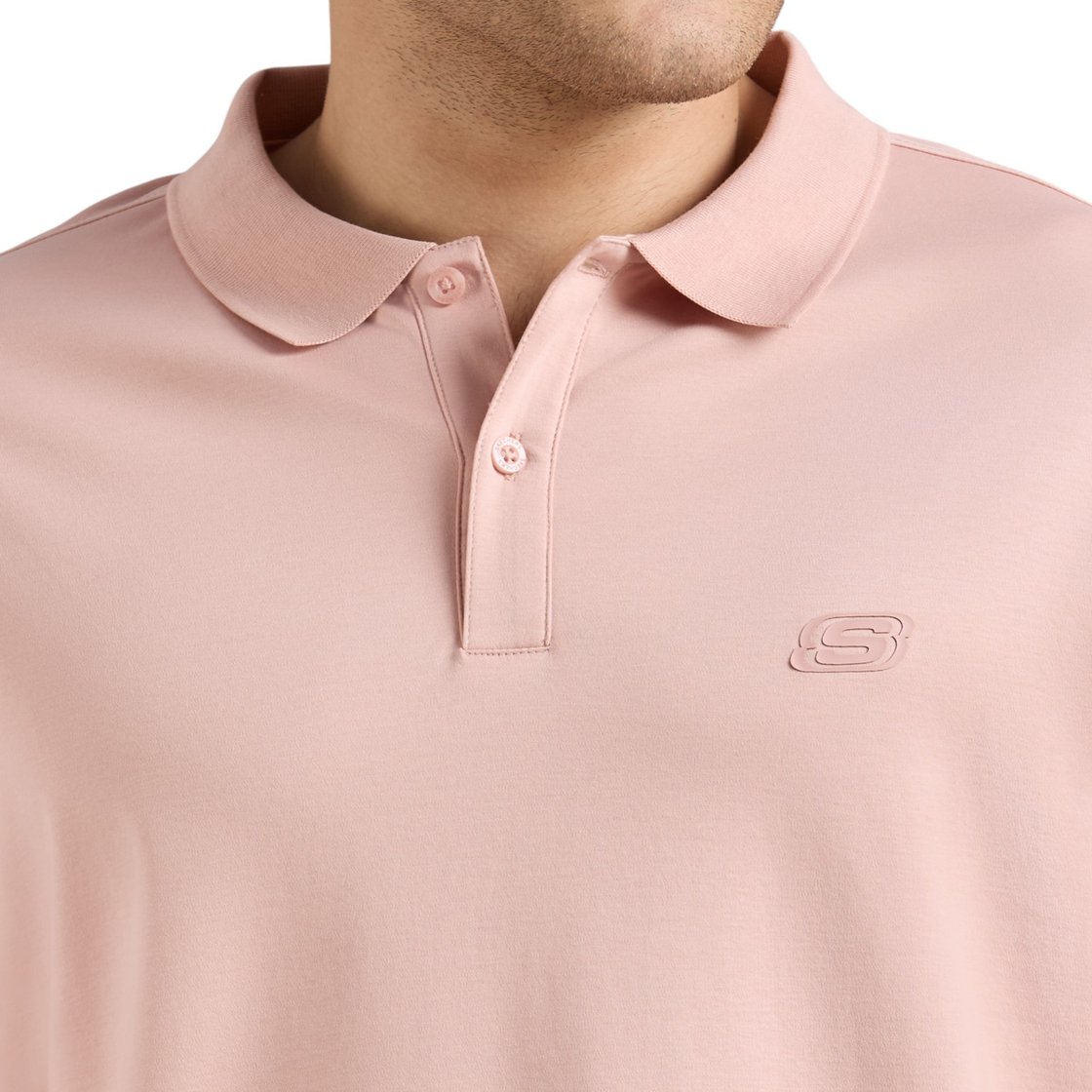HIGHLANDER FRONT ZIPPER POLO, NATURAL/LIGHT PINK Apparel Right View