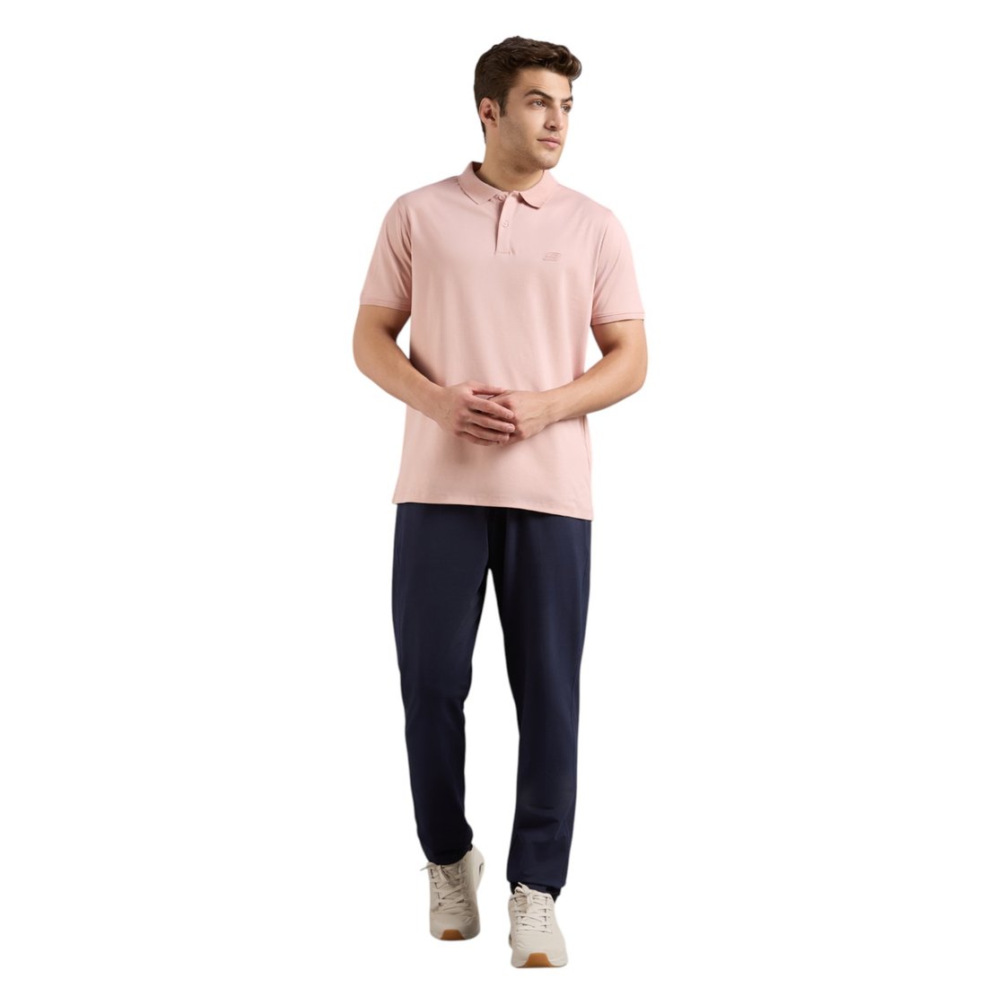 HIGHLANDER FRONT ZIPPER POLO, NATURAL/LIGHT PINK Apparel Right View