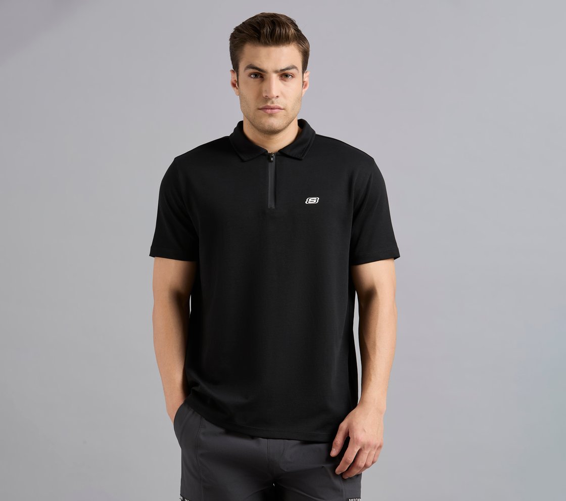 OVERSIZED FLOCK BRANDING POLO, BLACK Apparel Lateral View