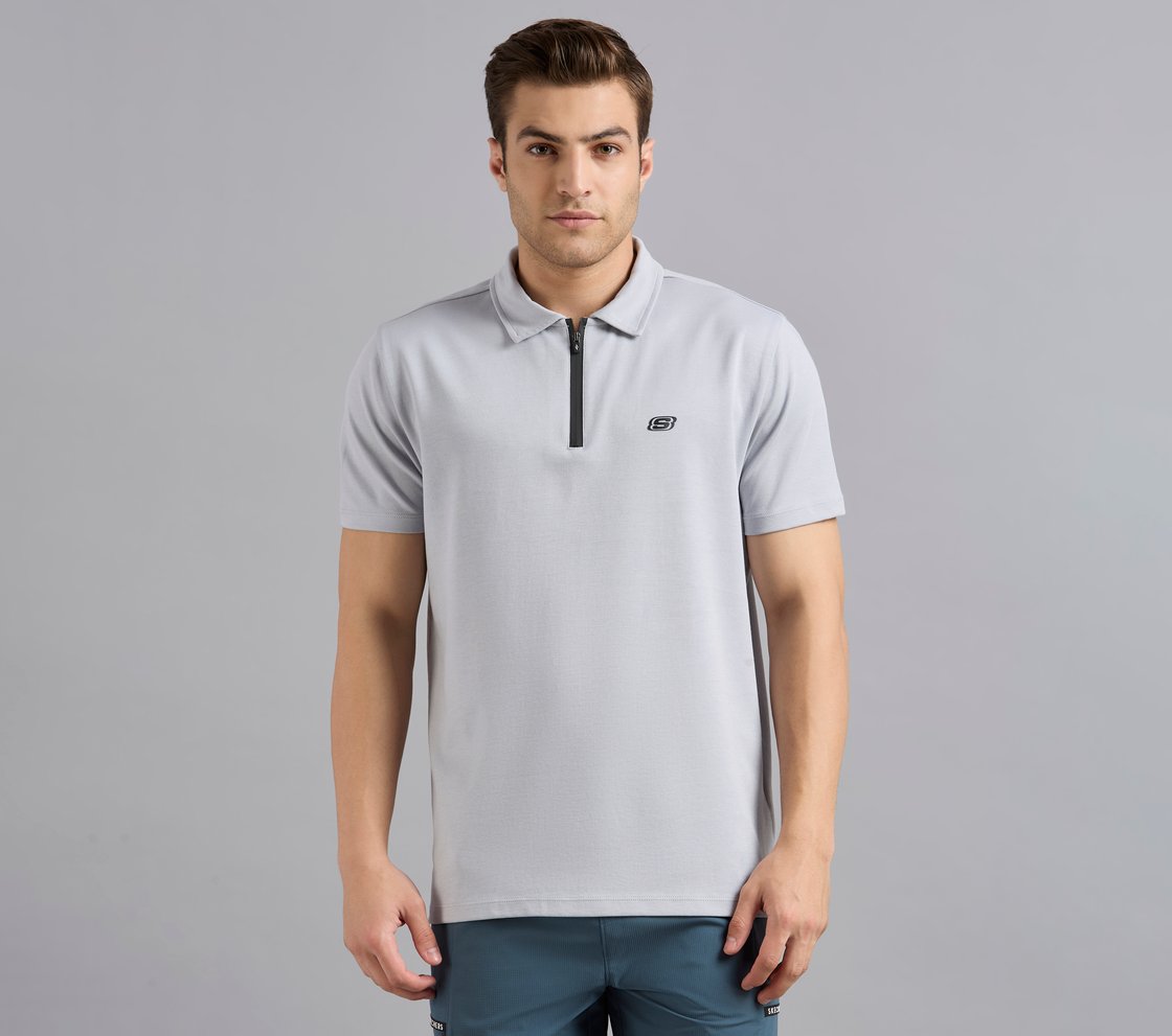 OVERSIZED FLOCK BRANDING POLO, CHARCOAL/LT. GRAY Apparel Lateral View