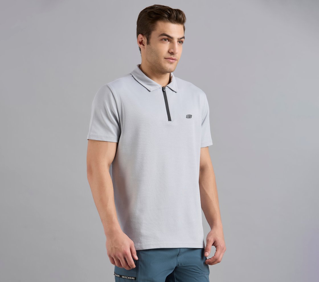OVERSIZED FLOCK BRANDING POLO, CHARCOAL/LT. GRAY