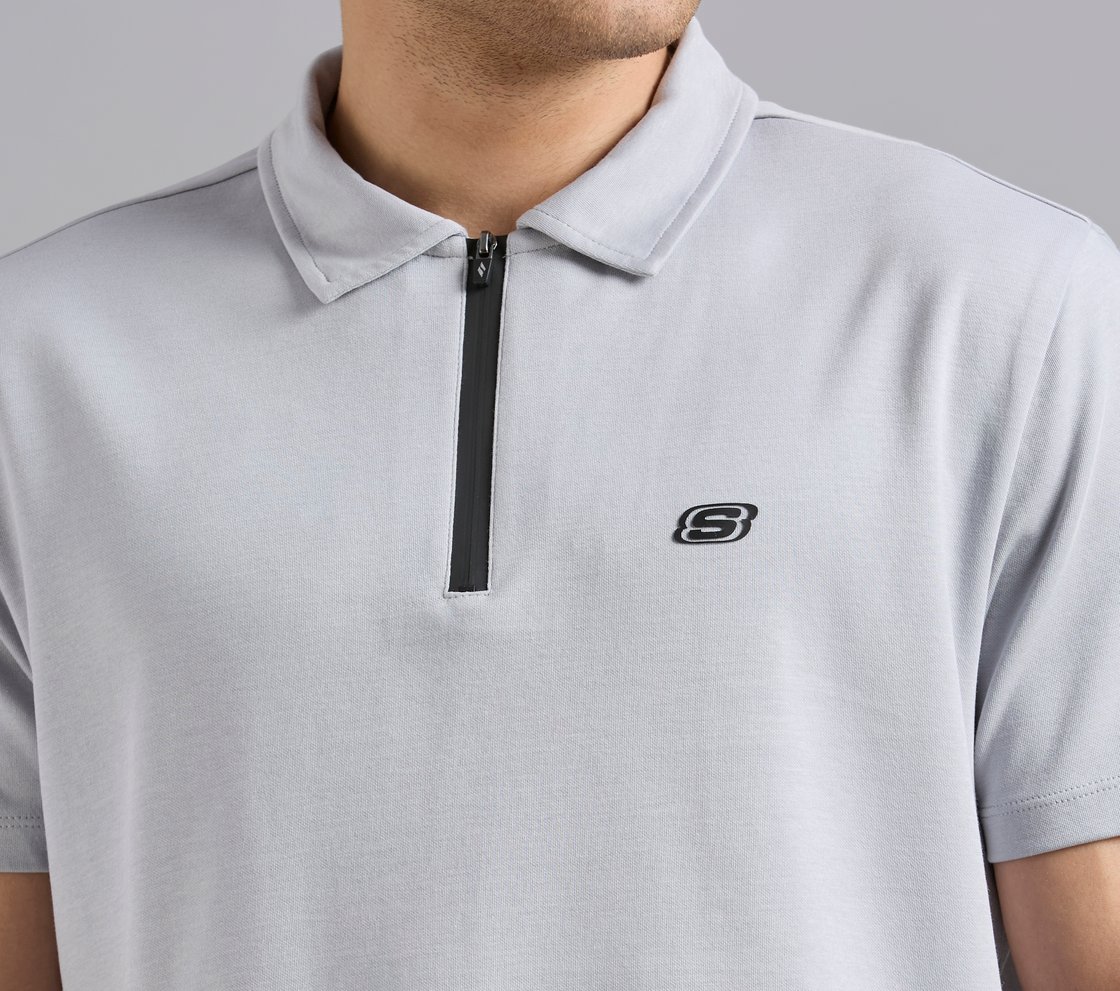 OVERSIZED FLOCK BRANDING POLO, CHARCOAL/LT. GRAY Apparel Right View