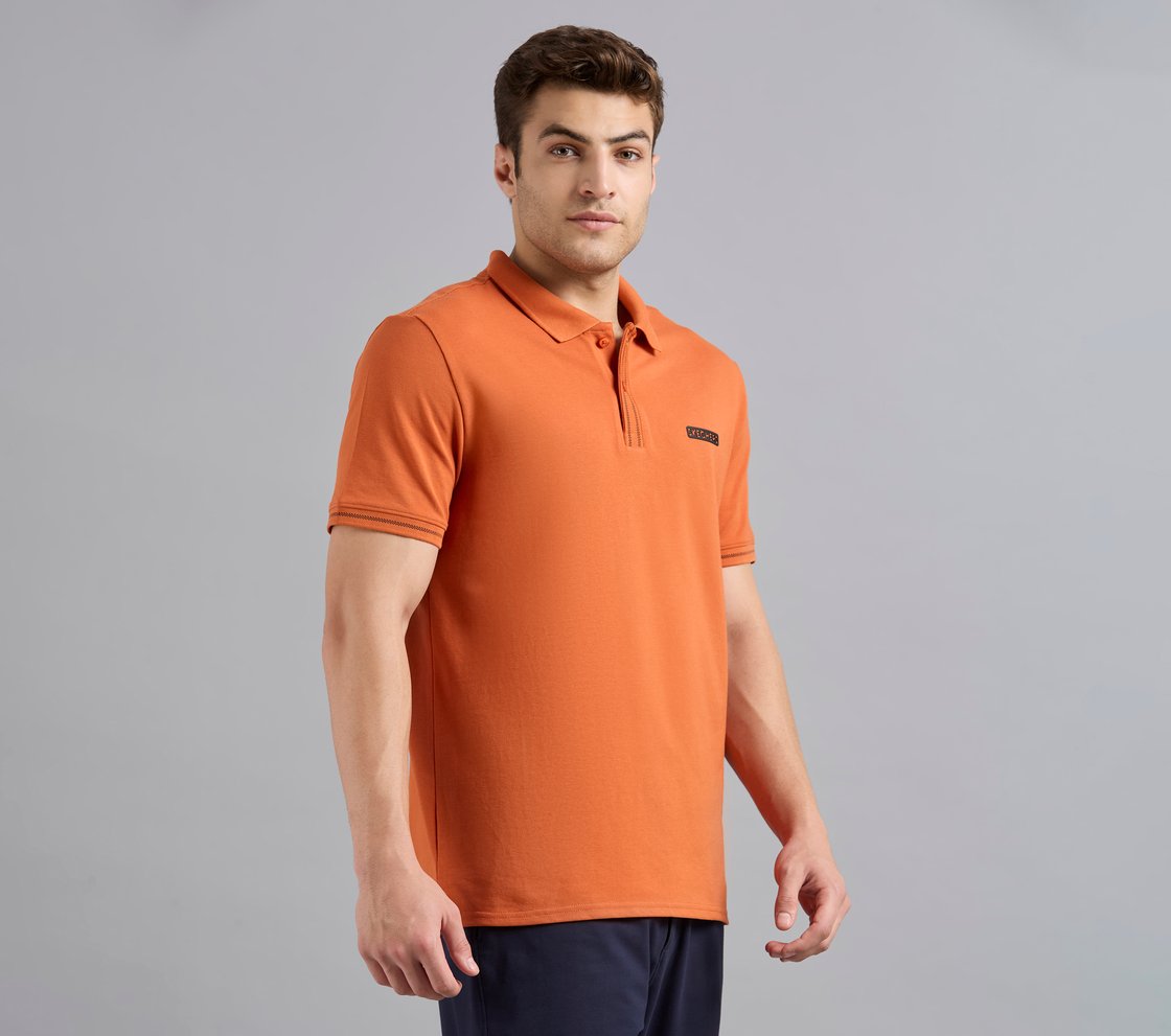 DUAL HIGHLIGHT TIPPING POLO, CHARCOAL/ORANGE Apparel Bottom View