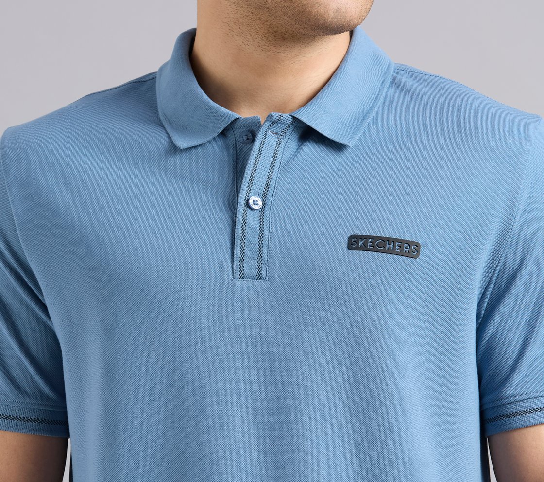 DUAL HIGHLIGHT TIPPING POLO, TAUPE/BLUE