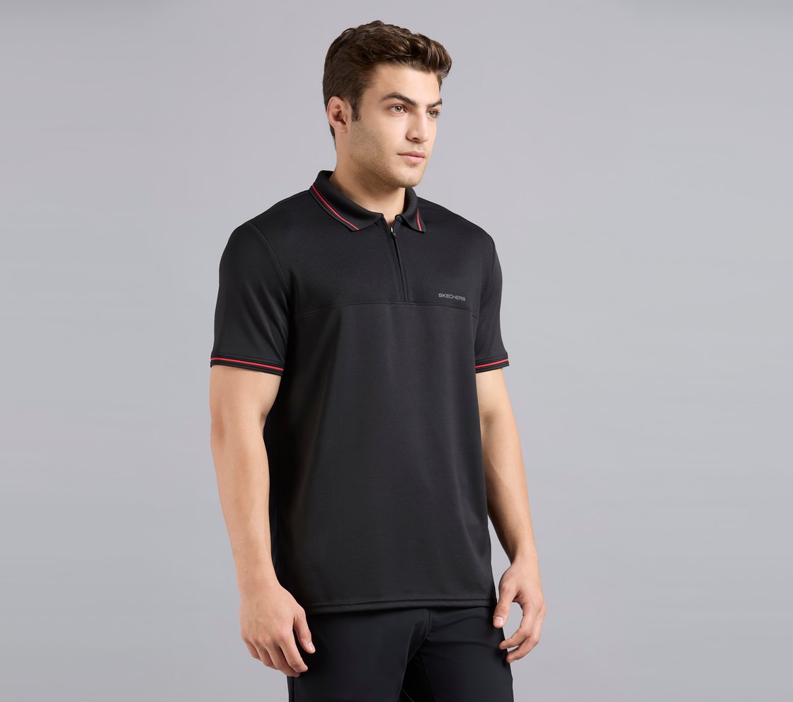 TONAL PANEL GOLF POLO, BLACK Apparel Bottom View